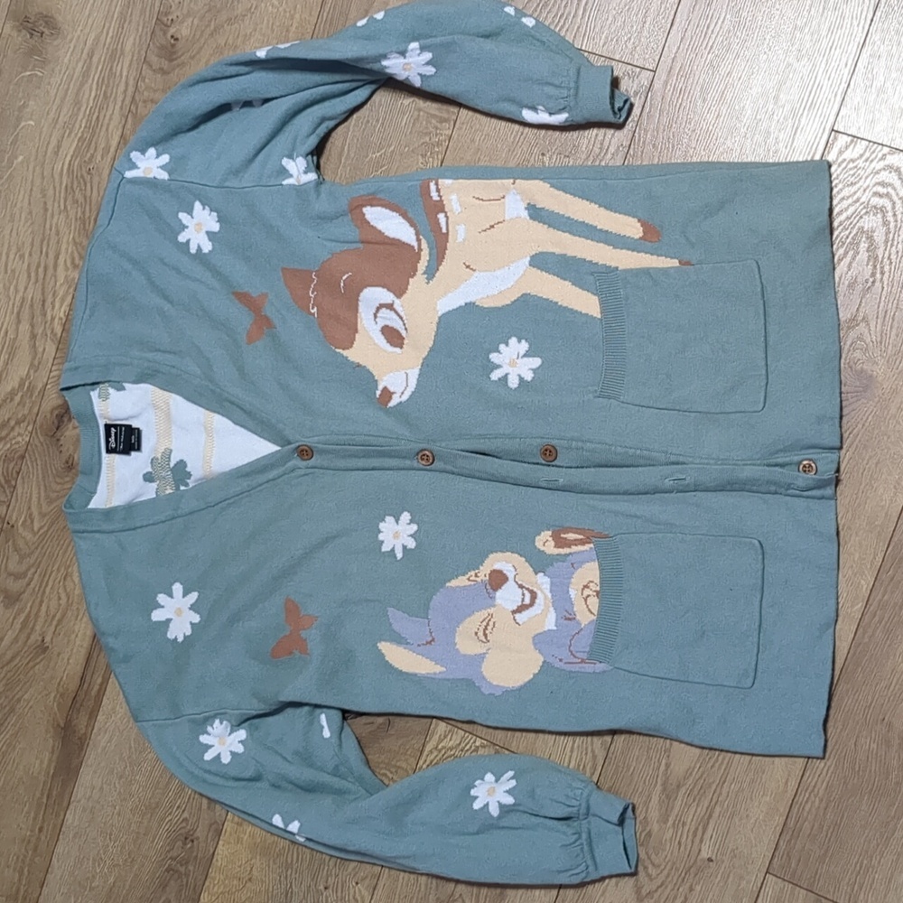 Disney Our Universe Women's 80th Anniversary Thumper & Bambi Cardigan Size M